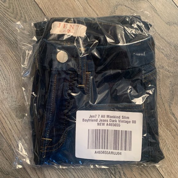 NWT JEN7 BY 7 FOR ALL MANKIND SLIM BOYFRIEND JEANS DARK VINTAGE 00 - Picture 5 of 12